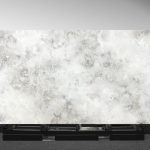 a white marble slab on a black pallet