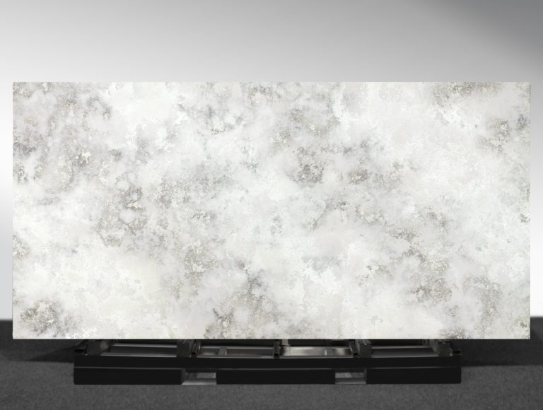 a white marble slab on a black pallet