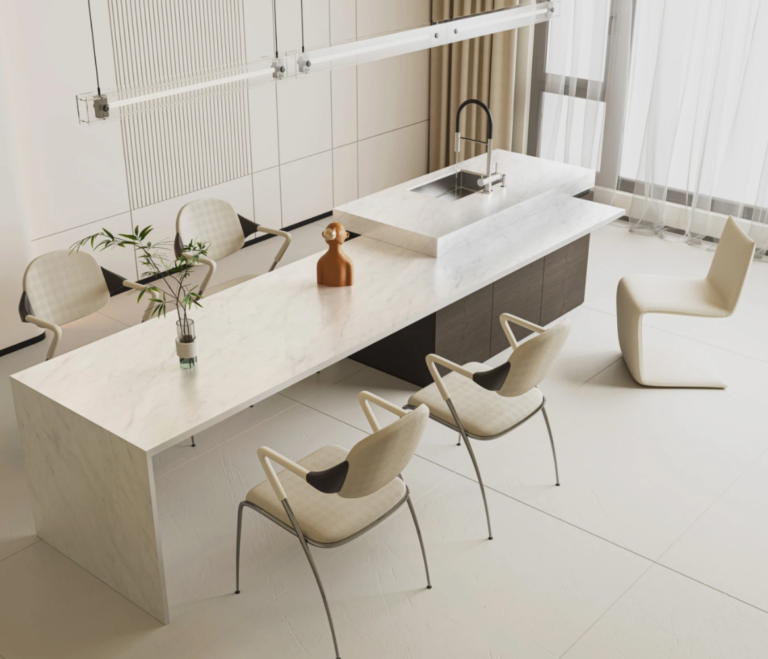 AC2051 3D Matt Moonlit White AC Stone slab with elegant white tones and textured matt finish | AUSKstone