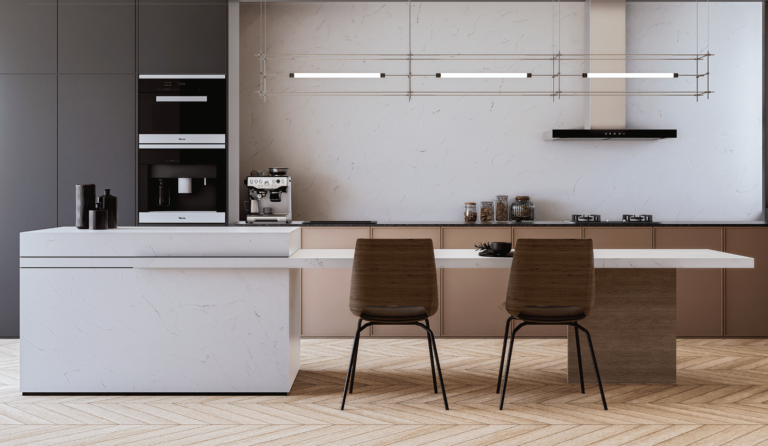 Blanco Bliss Zenith Surface Polished Slabs with pristine white tones and subtle veining | AUSKstone