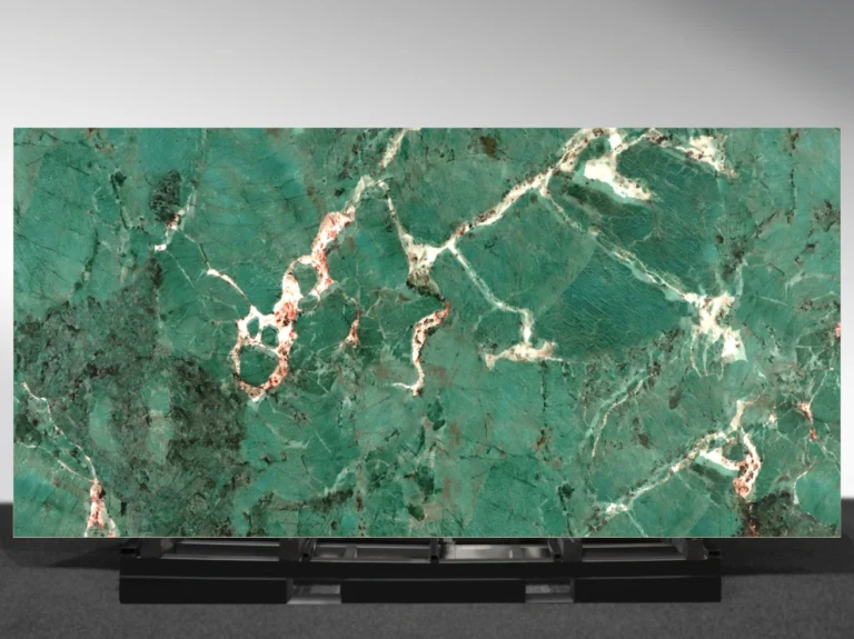 Emerald Cradle is built on a deep green base with natural shade variation that gives the slab a strong sense of richness and movement.