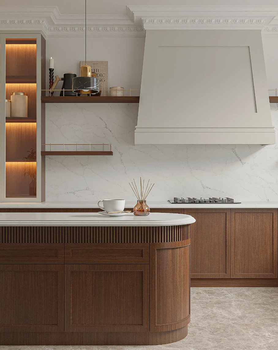 1606 Idalie2 Vicostone Idalie 1606 quartz kitchen benchtop serene white-gray veined surface