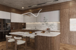 Vicostone Silas 1610 quartz kitchen benchtop bold veined surface modern interior