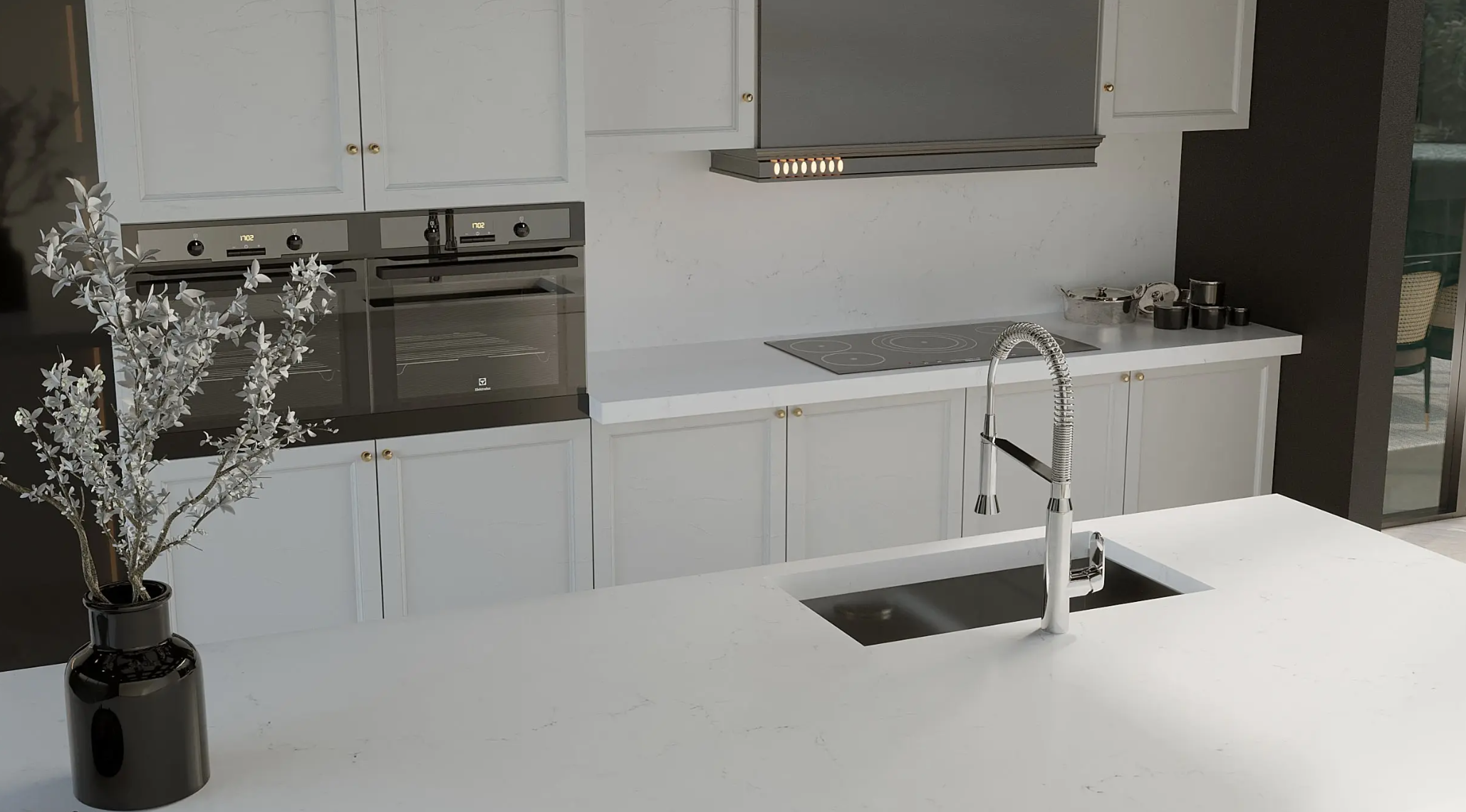 1802 Asteria3 Premium Vicostone Asteria 1802 quartz slab white engineered stone with delicate veins