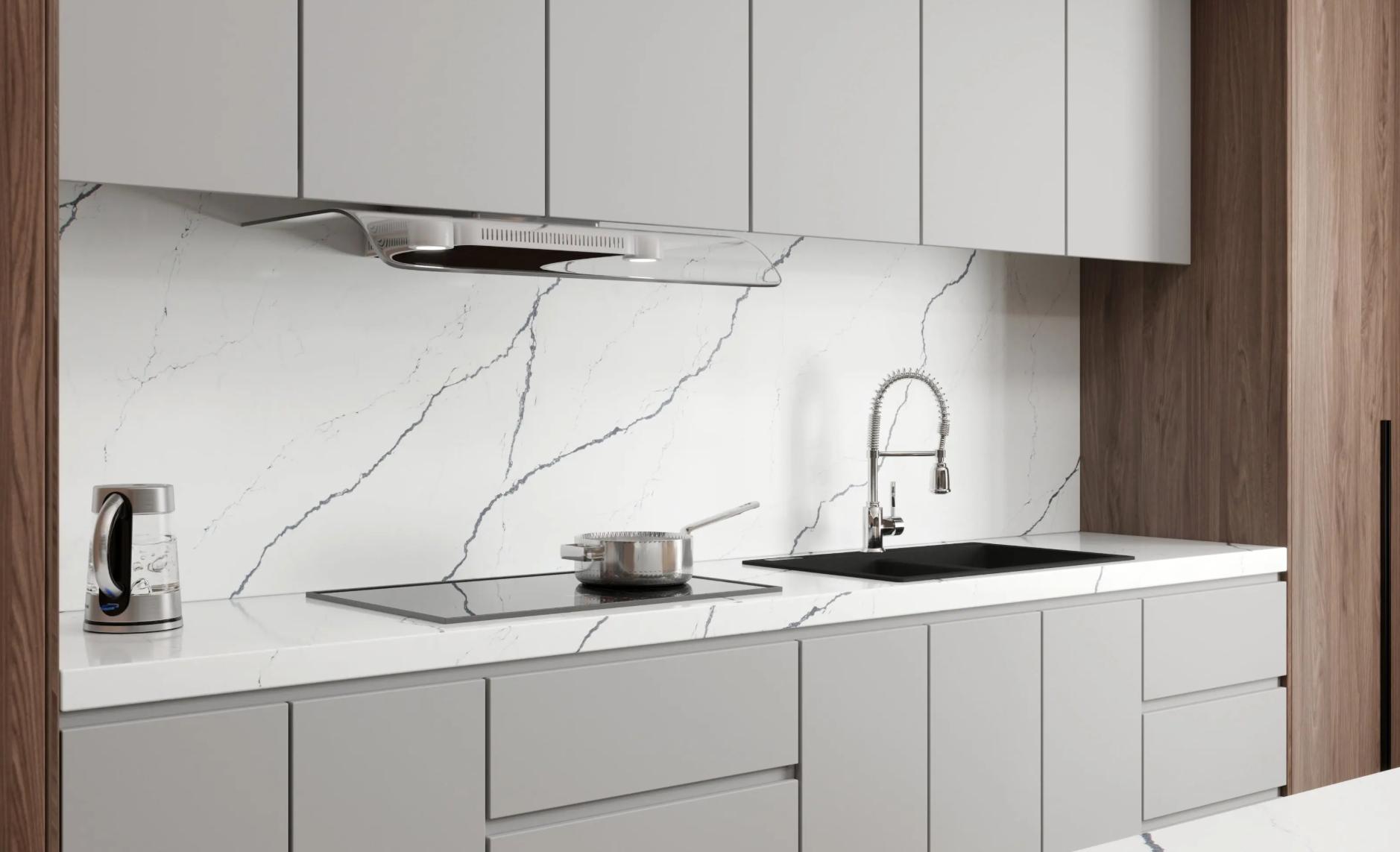 1803 Thorin3 Vicostone Thorin 1803 quartz kitchen benchtop bold white veined surface