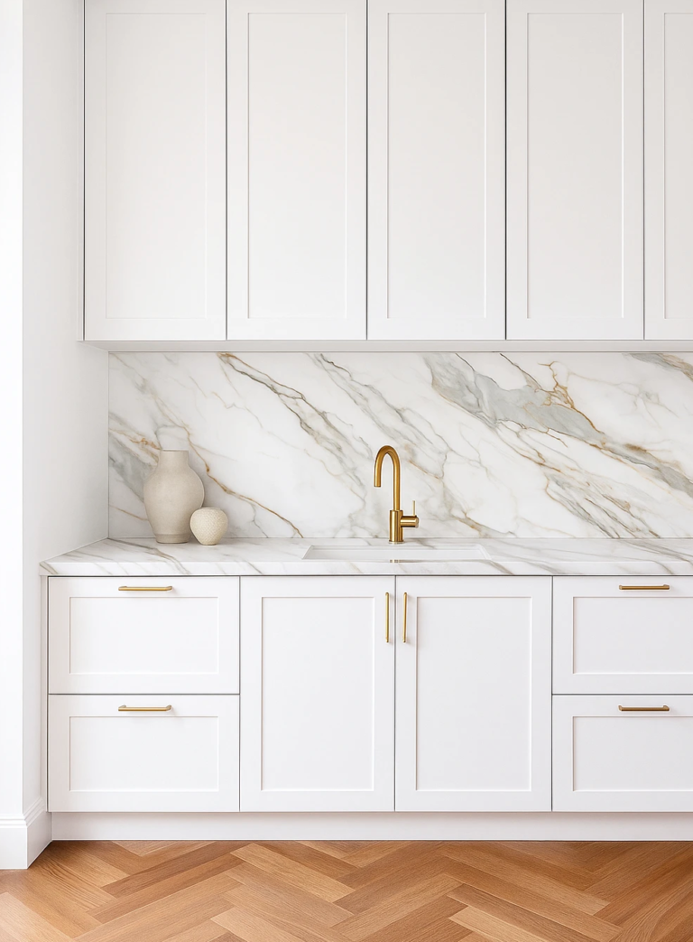 AC6009 Matt Borghini Gold AC Stone slab with warm golden and beige tones, matt finish and book match design | AUSKstone