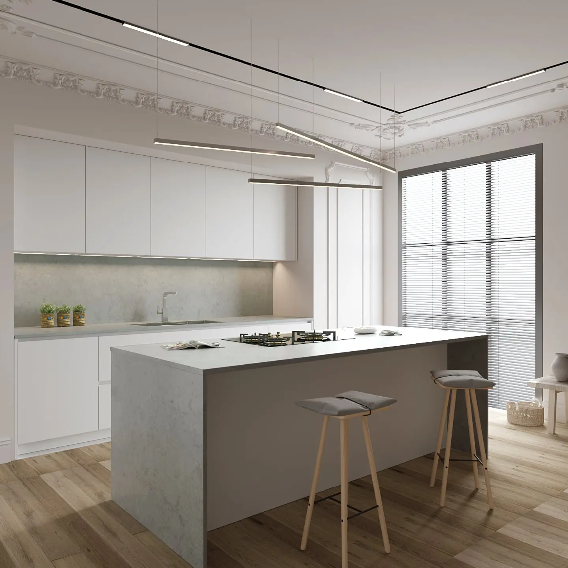 Brumous3 Vicostone Brumous 1706 quartz kitchen benchtop contemporary gray design