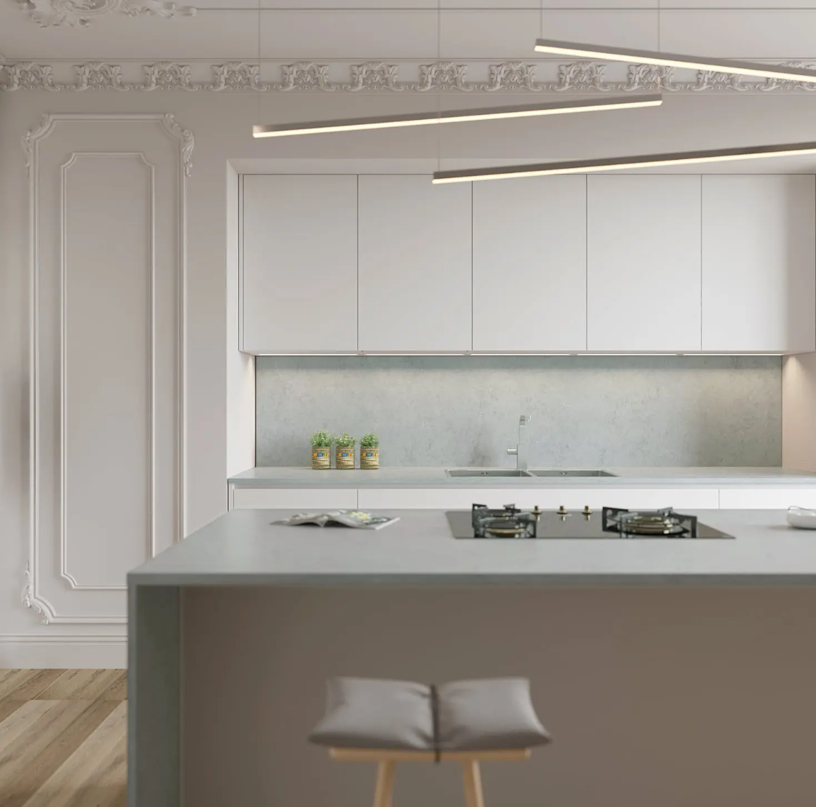 Brumous4 Industrial gray engineered stone benchtop Vicostone Brumous 1706 quartz texture