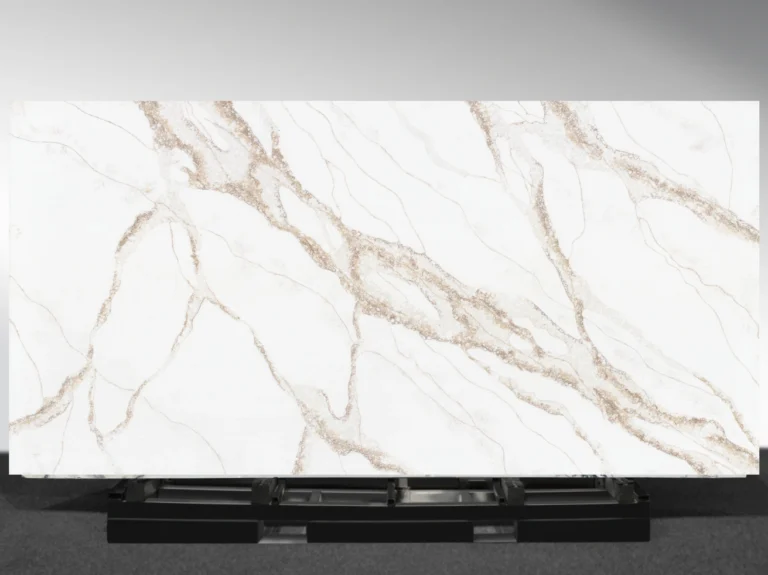 Desert Blush Vadara® Quartz engineered stone slab with white base and rust‑colored veining