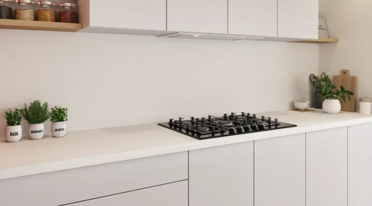 Kitchen benchtop made with Dhvani Light Vadara Quartz engineered stone