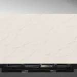 Driftline Vadara® Quartz engineered stone slab with grey and tan background and subtle taupe and white veining