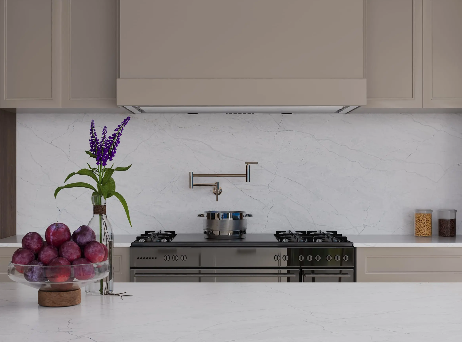 Eirian 3 Vicostone Eirian 1609 quartz kitchen benchtop modern gray veined surface