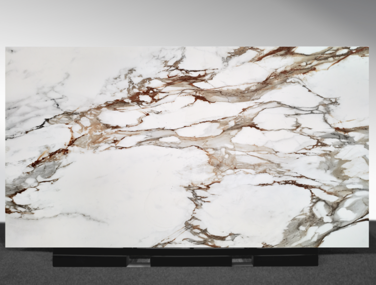Essential Gold sintered stone slab with white base and gold and grey marble veining AUSKstone Australia