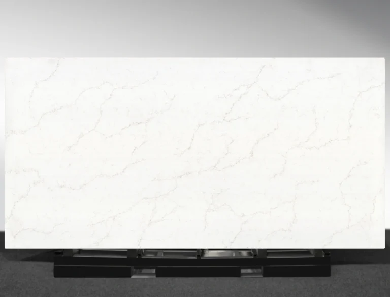 Close‑up of Gossamer Sands Vadara® Quartz highlighting delicate light brown marble‑inspired veining