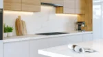 Kitchen countertop featuring Gossamer Sands quartz surface by auskstone