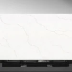 Kazakh Ribbon Vadara® Quartz engineered stone slab with bold grey ribbon veining