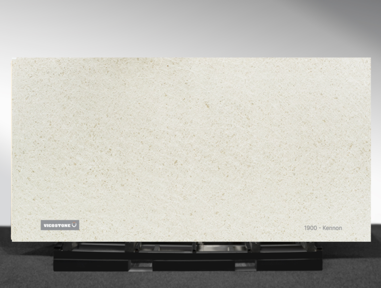 Vicostone Kennon 1900 quartz slab warm beige surface with natural texture close-up