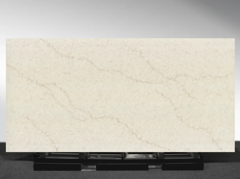 Medina Vadara® Quartz engineered stone slab with warm beige background and brown veining
