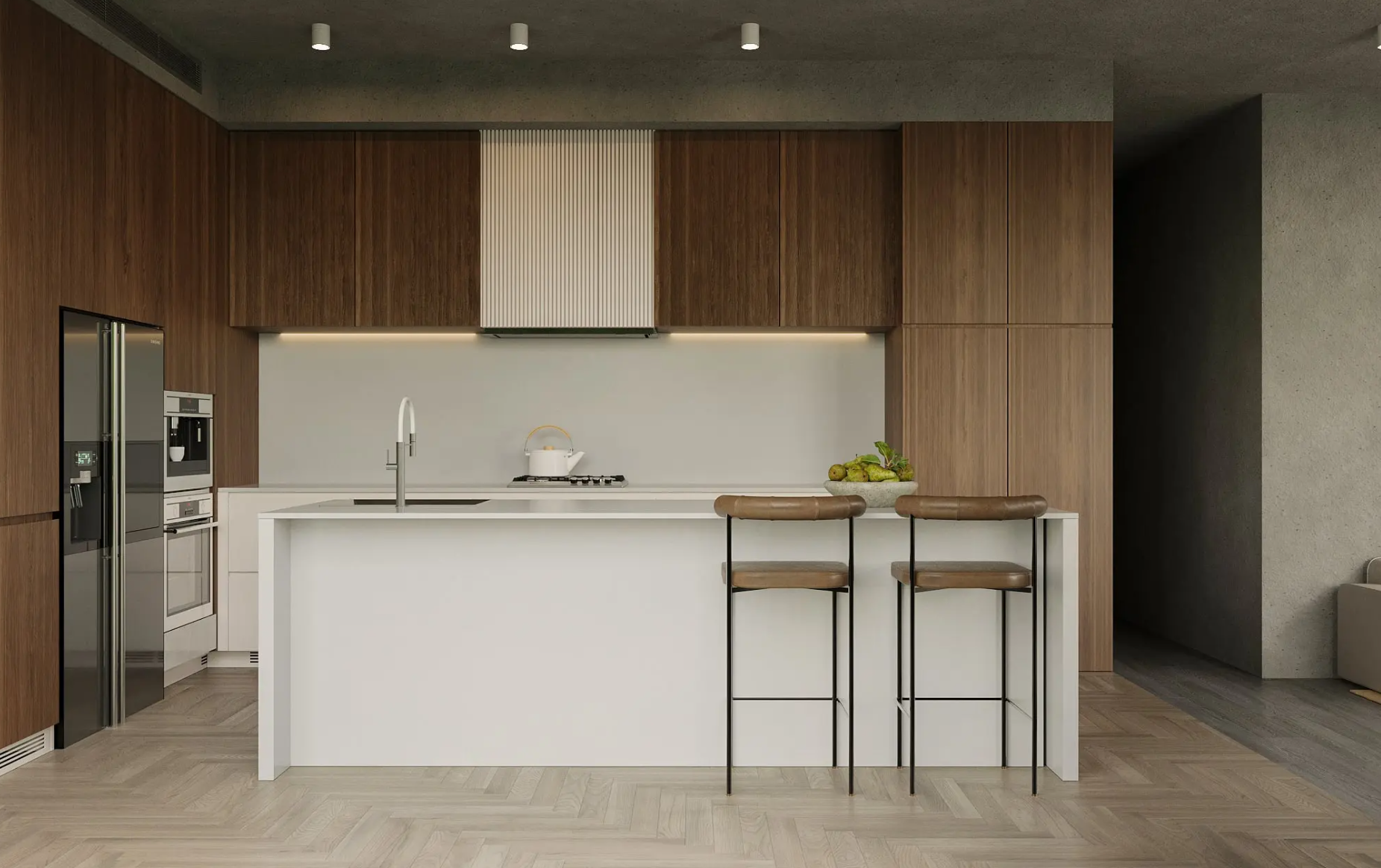 Nazifa3 Vicostone Nazifa 1104 quartz kitchen benchtop warm natural interior design