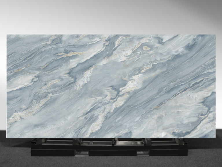 AC2078 Palissandro Blue AC Stone glossy porcelain kitchen benchtop with elegant blue veining