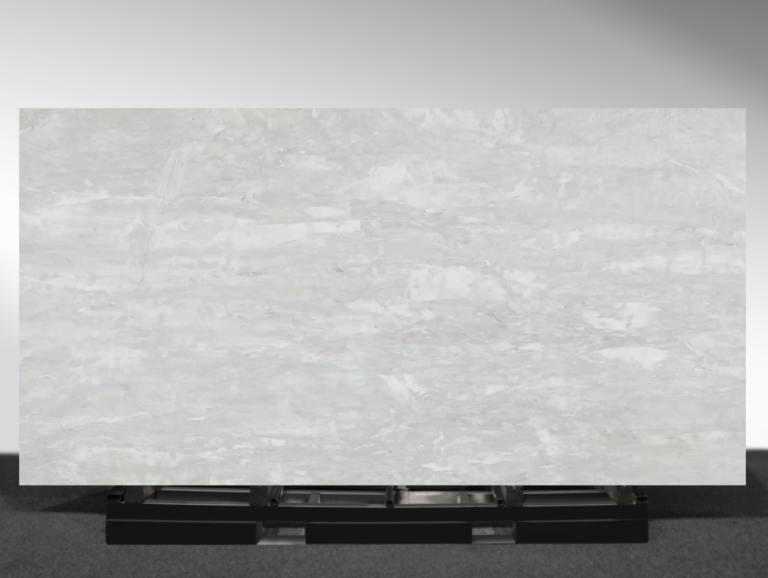 Platina Bianca marble look stone slab with soft grey veining