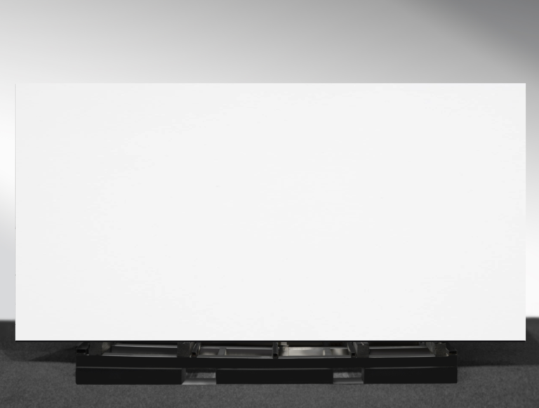 Pure Ice sintered stone slab with pure white matte finish, minimalist surface AUSKstone Australia