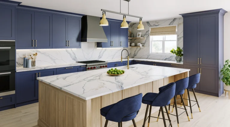 Kitchen benchtop featuring Scandi Blue Vadara® Quartz surface by AUSKstone