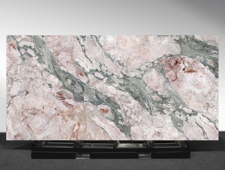 AC2097 3D Matt Seasons Pink AC Stone slab with soft pink and beige tones and textured matt finish | AUSKstone