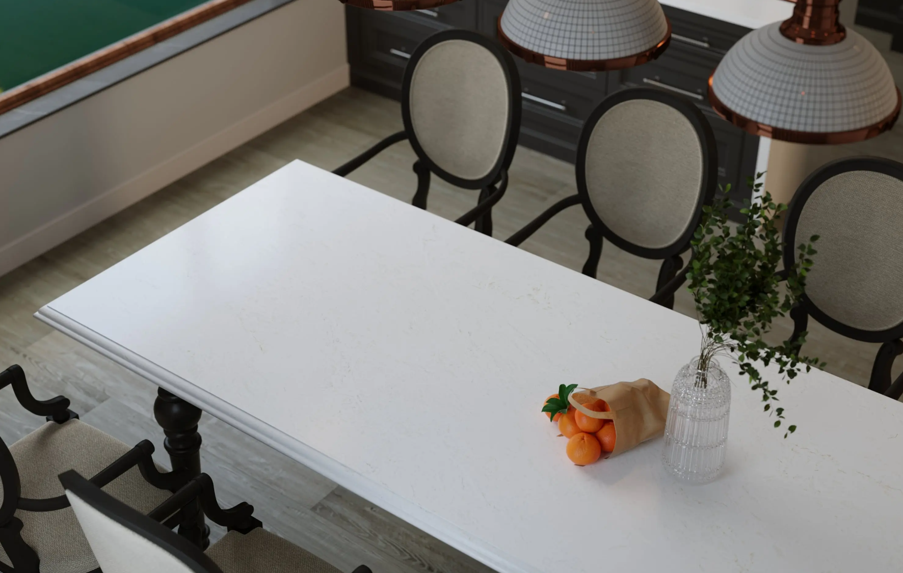 Solasta3 Vicostone Solasta 1602 quartz kitchen benchtop serene white veined surface