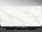 Sunrise Vista Vadara® Quartz engineered stone slab with white background and bold gold and grey veining