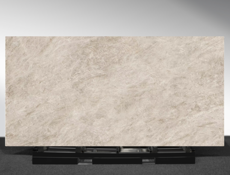 Taj Mahal marble look porcelain slab warm beige quartzite style