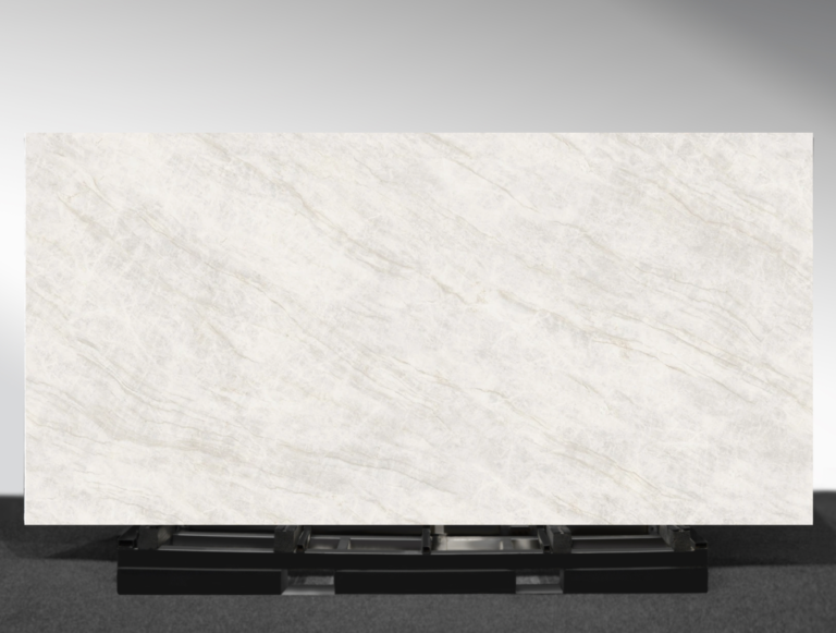 AC2052 3D Matt Taj Veil AC Stone slab with white background, elegant veining and book match design | AUSKstone