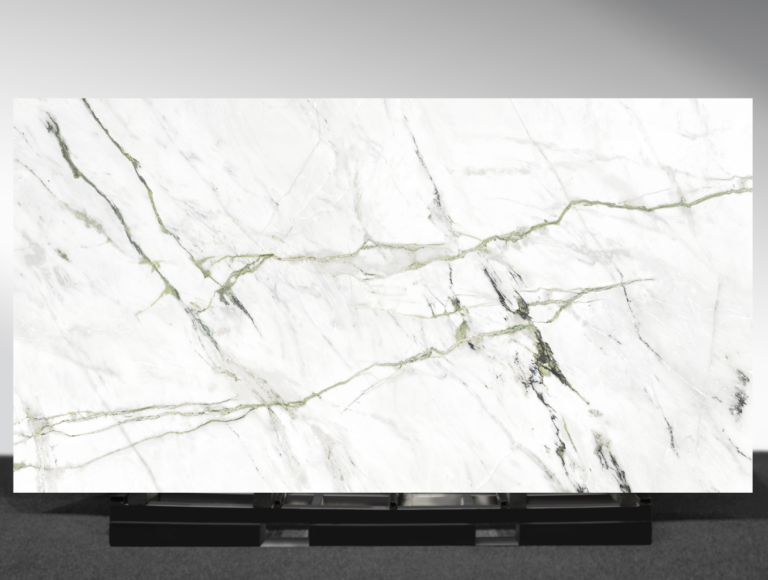 Tropical Green sintered stone slab with deep green base and white grey marble veining AUSKstone Australia