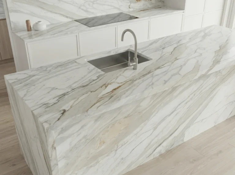 Calacatta Borghini Marble honed slab, 3.35 x 1.92m, 20mm thickness, available at AUSKstone Sydney.