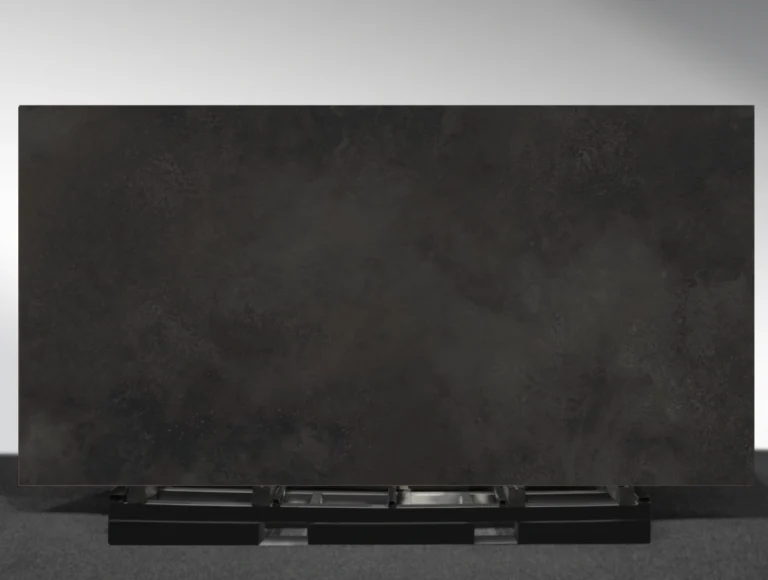 Nero Ossido sintered stone dark metal oxidised surface close up