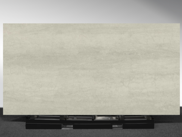 Pietra Di Savoia Perla Bocciardata sintered stone light grey surface close up