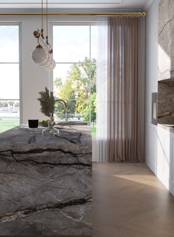 Silver Root Marble honed slab, 3.28 x 1.95m, 20mm thickness, available at AUSKstone Sydney.
