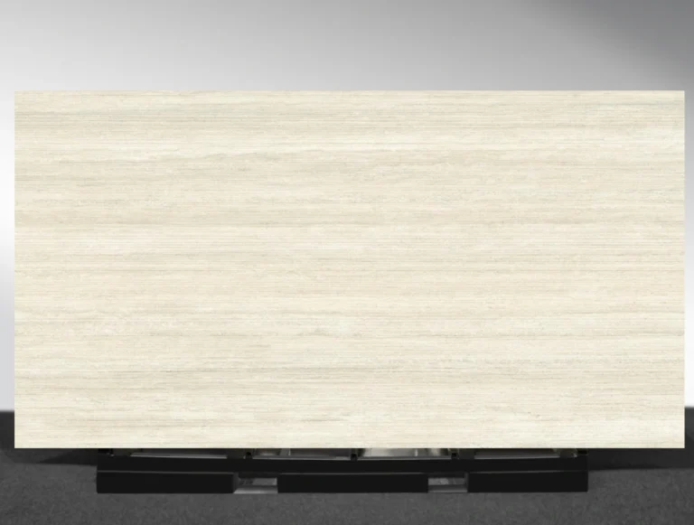 Travertino Bianco sintered stone ivory travertine texture surface close up